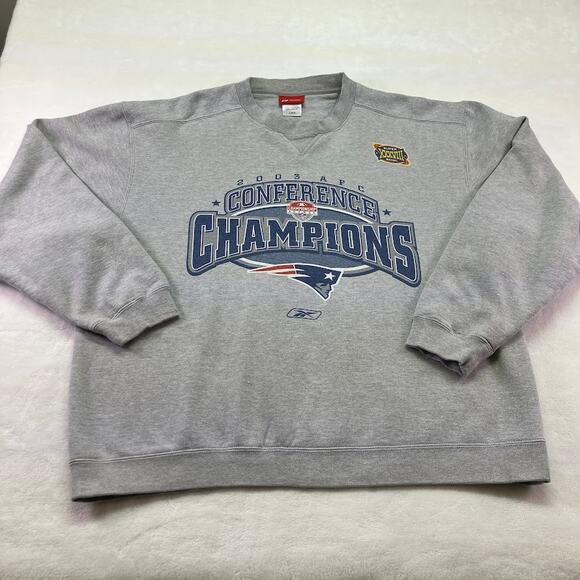 NEW ENGLAND PATRIOTS 2003 AFC Champions Sweatshirt Size L VINTAGE - Picture 1 of 10